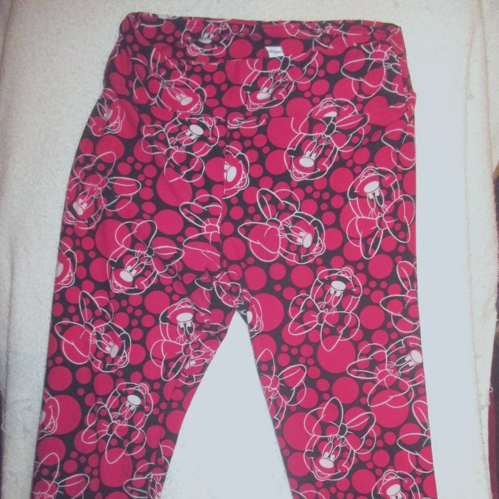 LULAROE Disney Minnie Mouse One Size Fits All Leggings Black White & Hot Pink